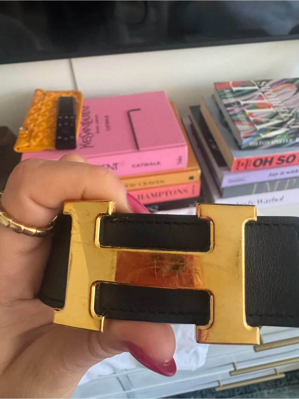 Hermes H belt buckle & reversible leather strap